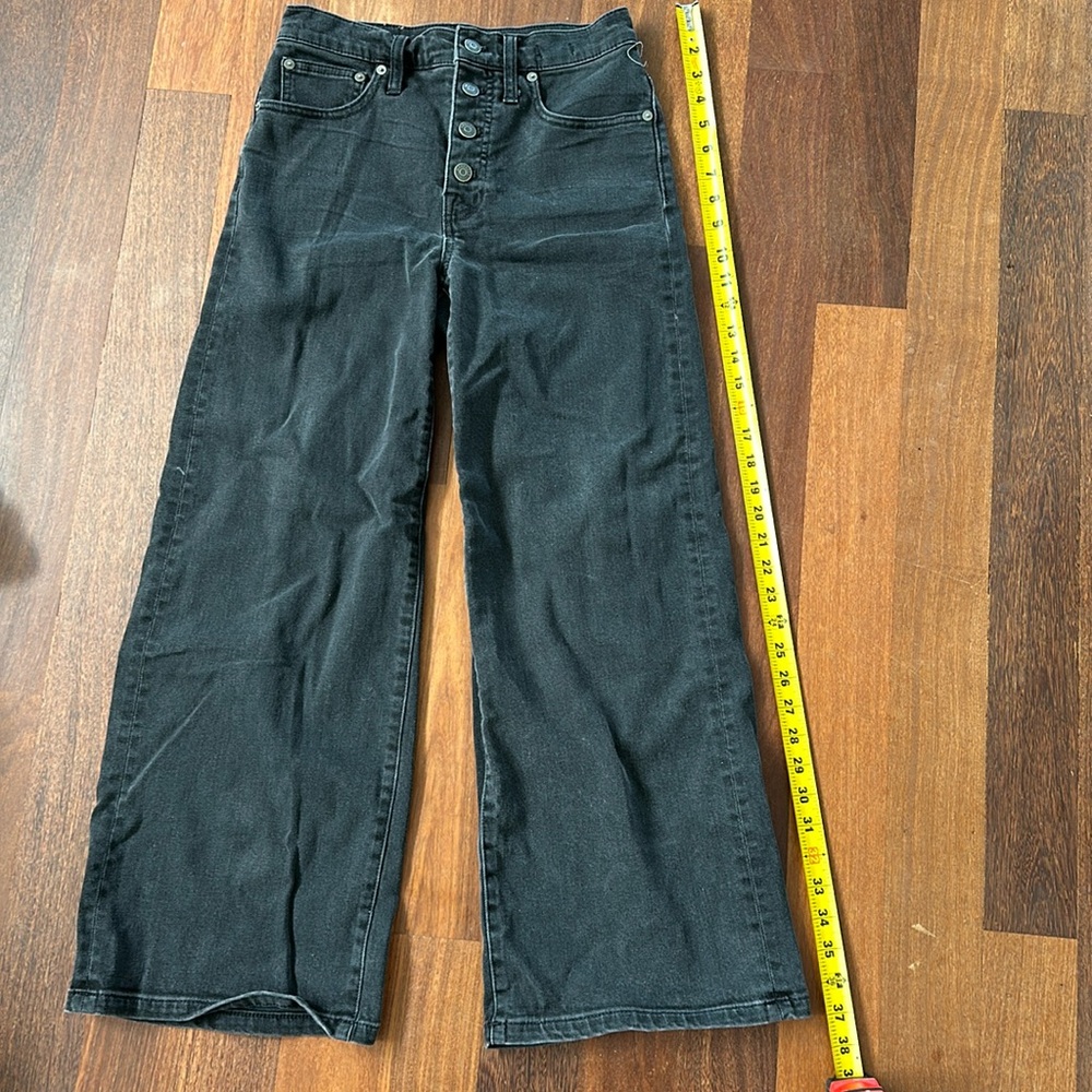 Madewell wide leg crop black denim jeans size 25
